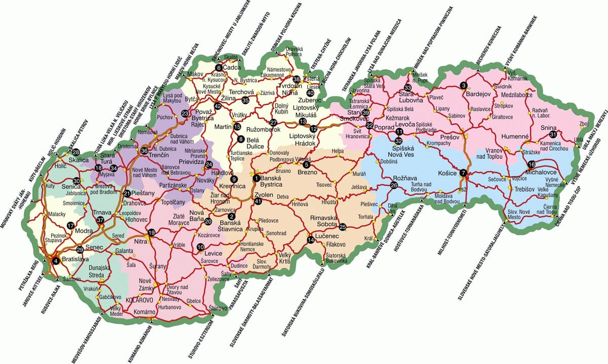 Slovensko, turistické atrakcie mapu