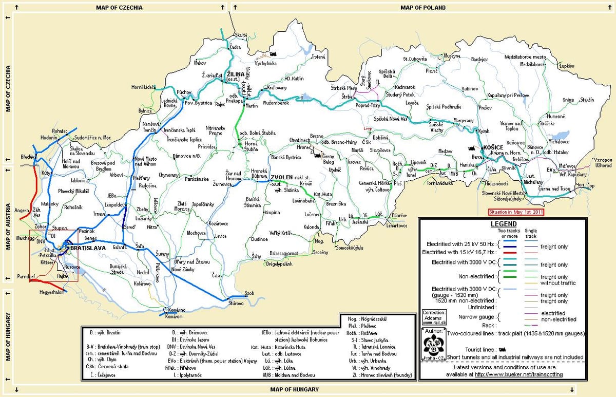 Slovensko vlak mapu