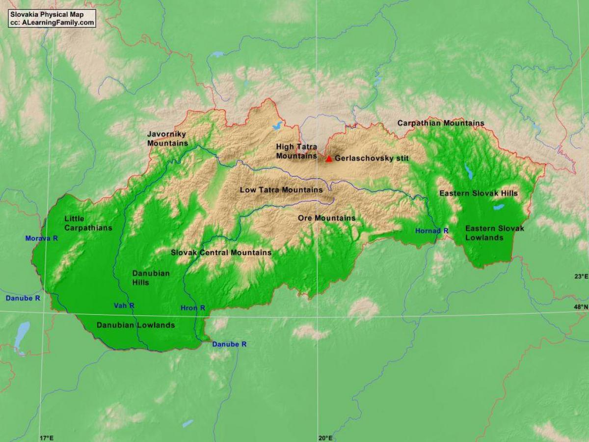 mapa Slovenska horách