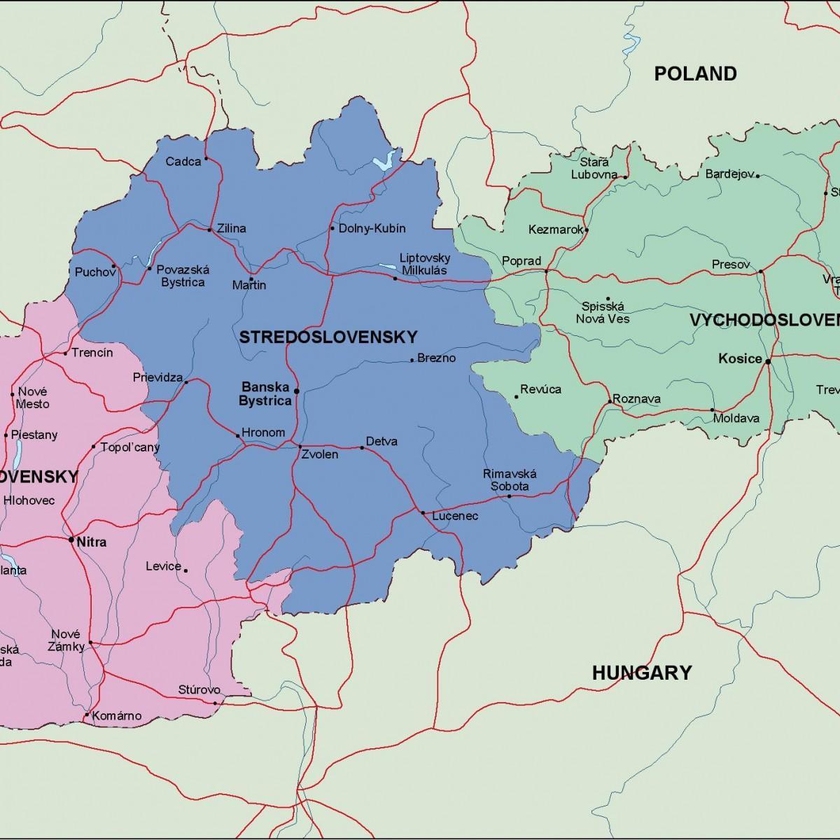 mapa Slovenska politických
