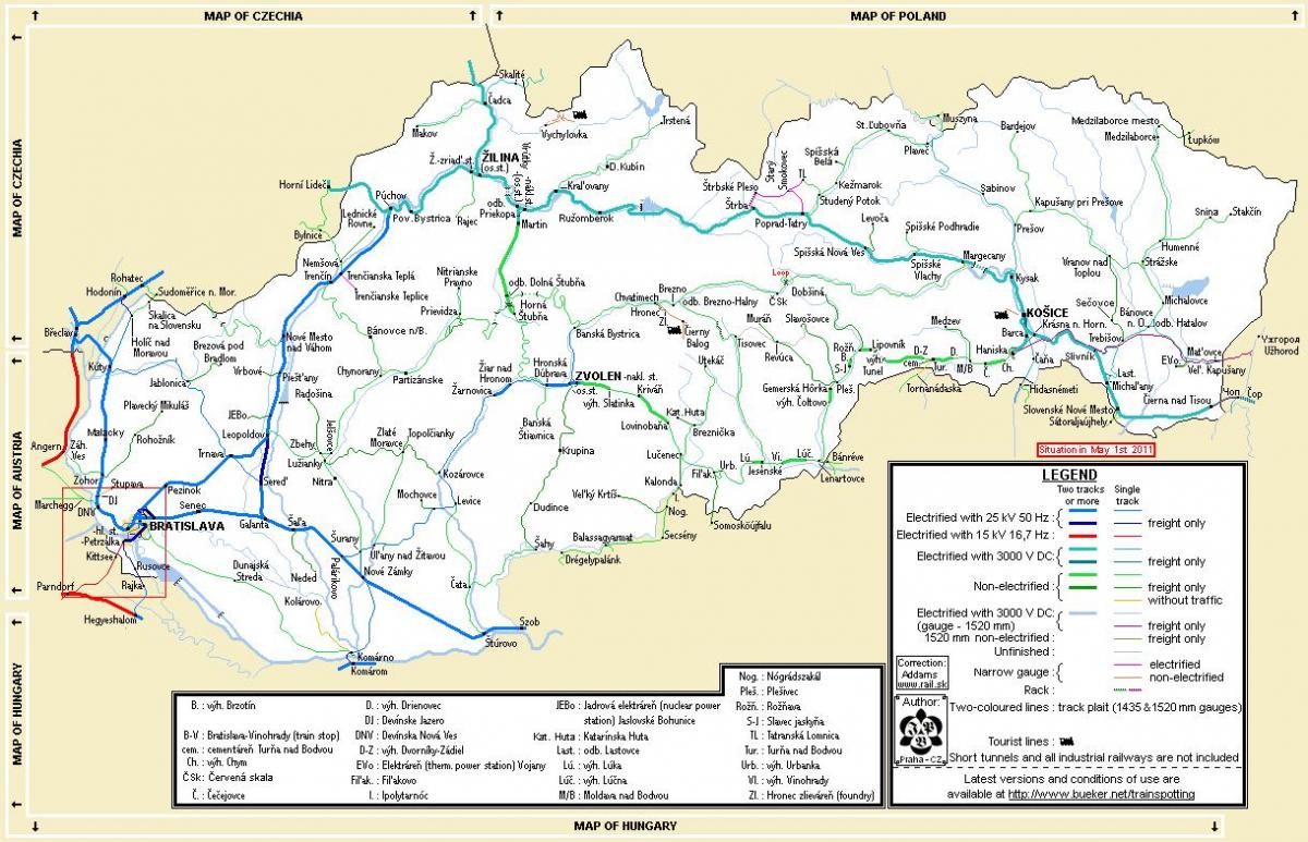 Slovensko vlak mapu