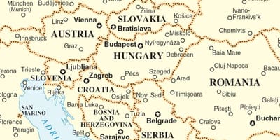 Mapa Slovenska, okolitých krajín