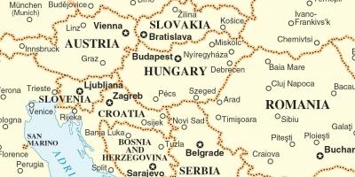 Mapa Slovenska, okolitých krajín