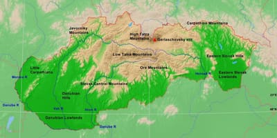 Mapa Slovenska horách